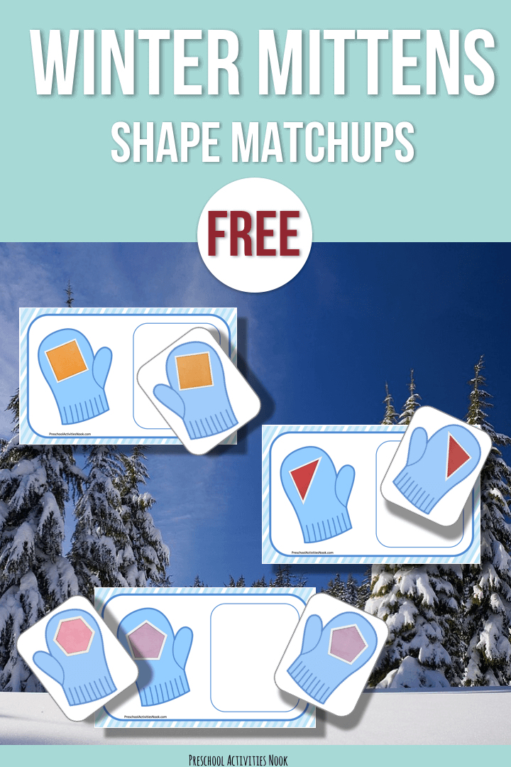 Winter Mittens Shape Matching Free Preschool Printable Activity